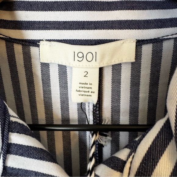 NWT 1901 Navy and White Striped Pullover Preppy Sailor Mini Dress  Size 2 - Picture 4 of 8